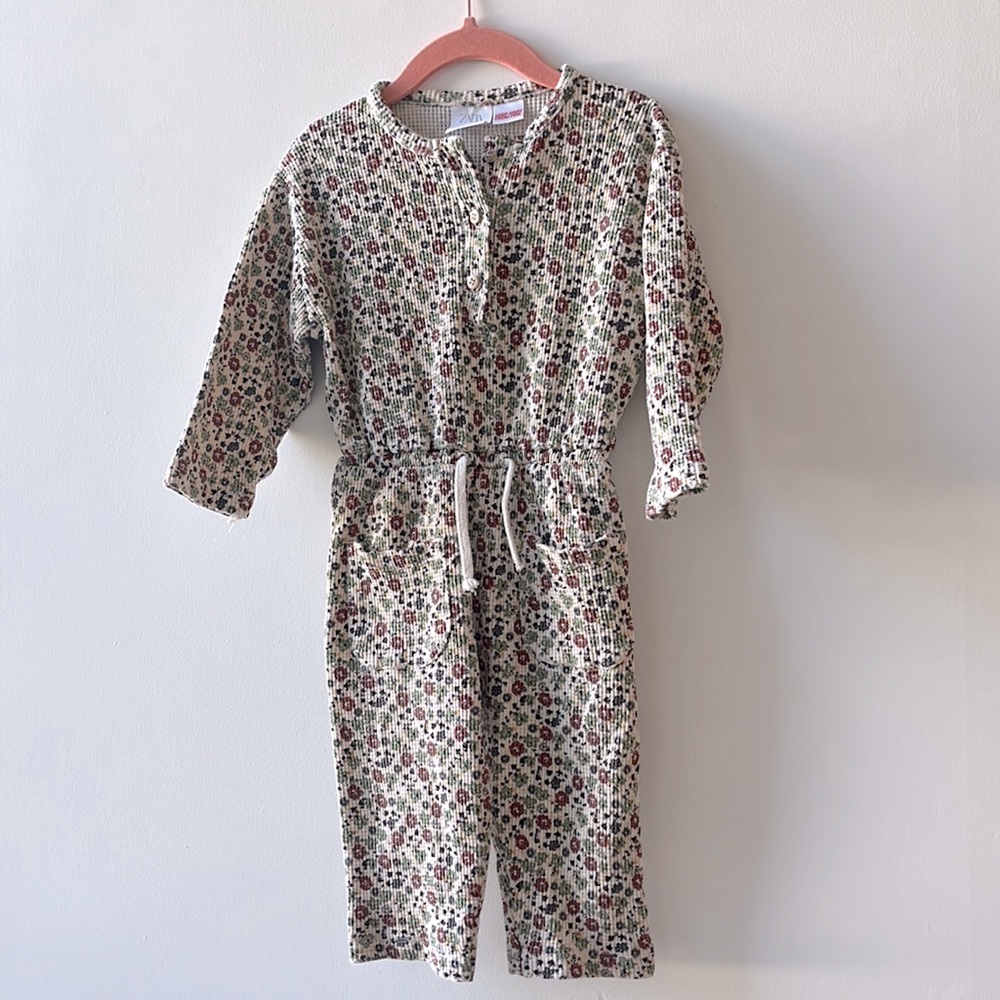 Zara Waffle Knit Floral Toddler Jumper